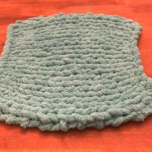 Soft Luxury Handmade Chunky Knit Cat Blanket Bed- Teal blue